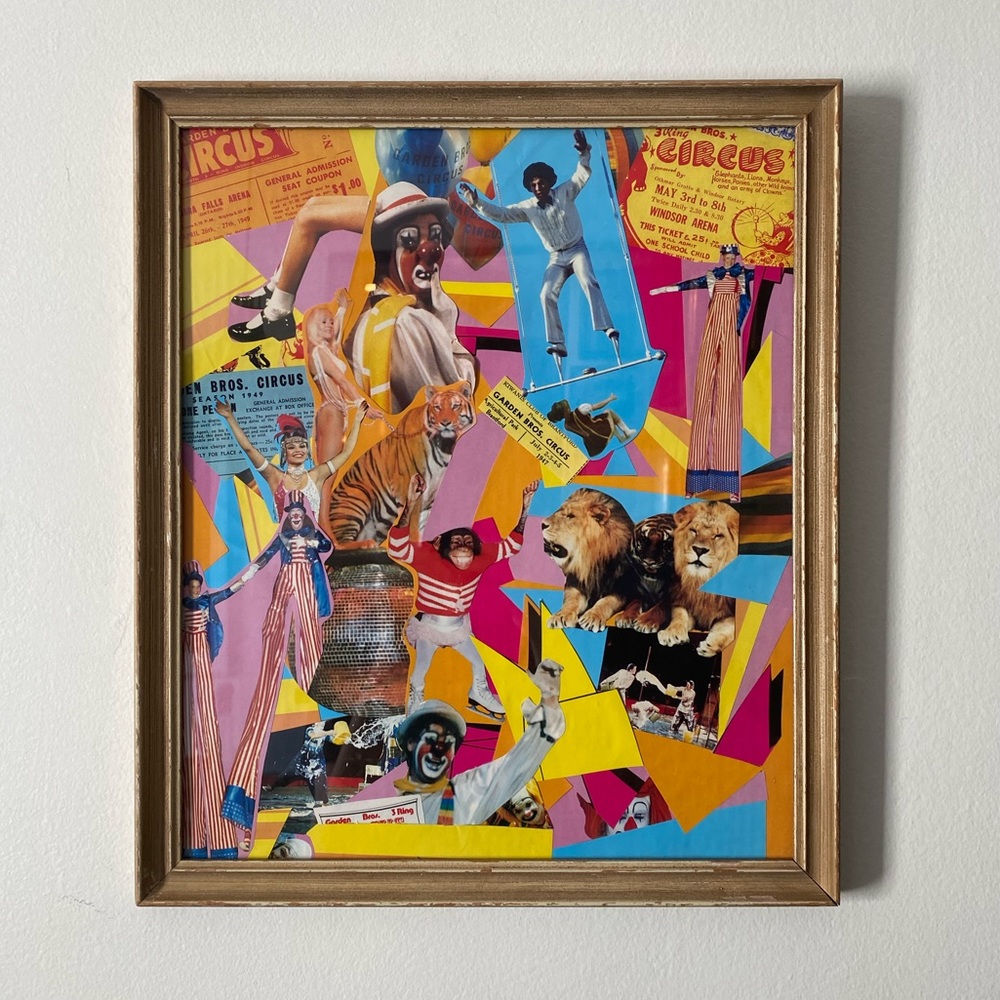 DISCO CIRCUS -Original collage pop art piece created with vintage circus ads 1/1